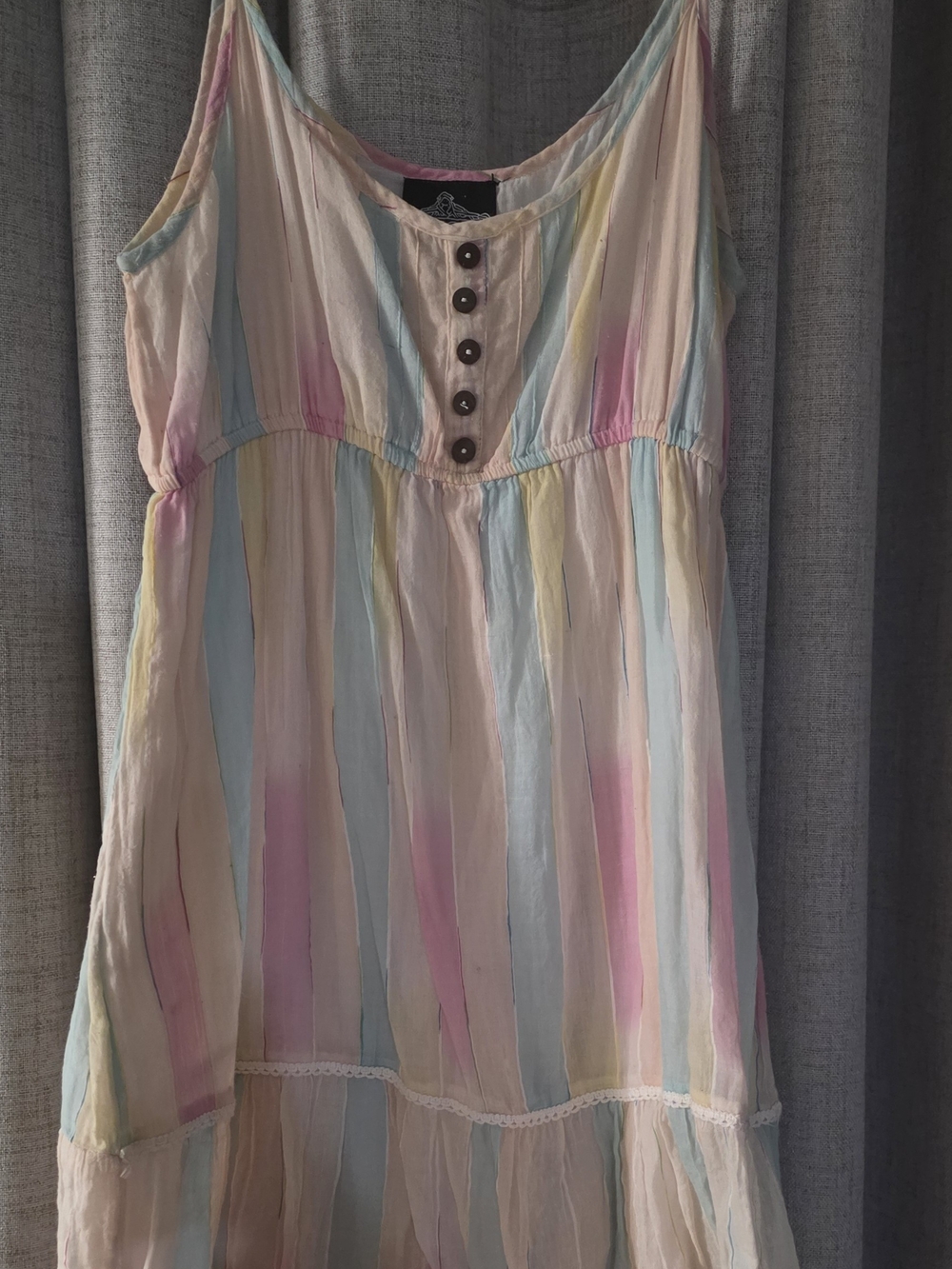 Angie Pastel Stripe Sleeveless Button-Front Camisole Dress